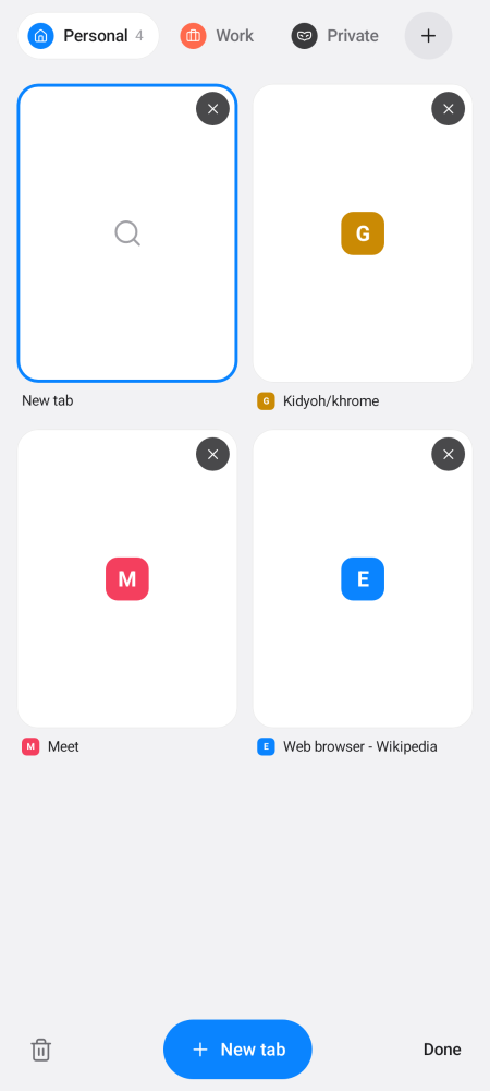 Tabs grouped by space
