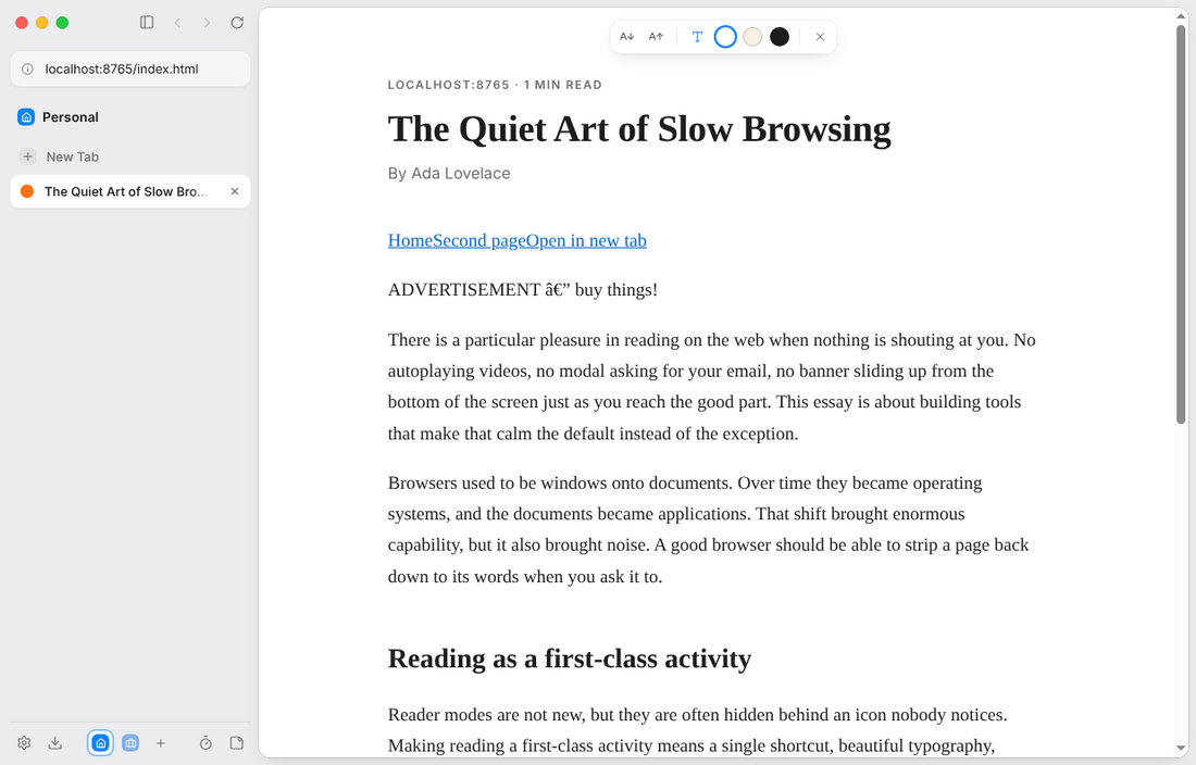 Reader mode
